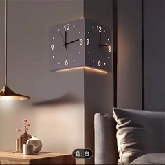 メタルウォールコーナークロック　壁掛け時計の画像