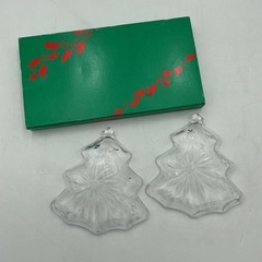 クリスマスツリー　ガラス小皿2枚組の画像