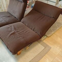 【売ります】～5000円 米三 リクライニング フロアチェア  ブラウンの画像