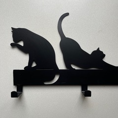 壁掛け衣類ハンガー キャット 猫 4連 上着掛け【used】の画像