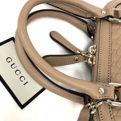 【未使用】GUCCIグッチ☆グッチシマライン レザー2WAYバッグ ブラウン系の画像
