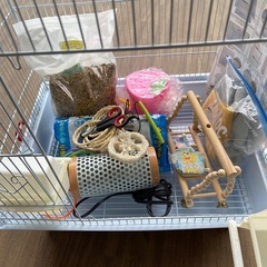 鳥類など飼育ゲージ、爪切り、革手袋付きの画像