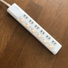 電源タップ 2m コンセント 延長コード タップ コンセントタップ 個別 スイッチ 付 省エネ 6個口 2m ホワイト　エコタップの画像