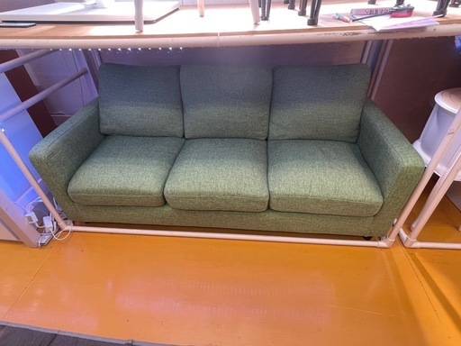 【リサイクルサービス八光】幅165㎝　グリーン　3人掛けソファ