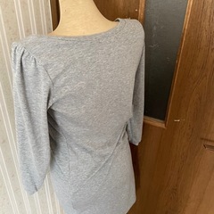 秋服！ワンピース チュニック グレー スクエアネック 七分袖の画像