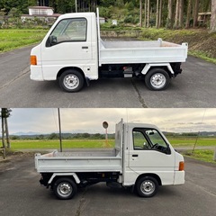 車検付き！サンバー！強化ダンプ！エアコン！パワステ！4WD！5速！エクストラロー付！即戦力！軽トラ！早い者勝ち！の画像