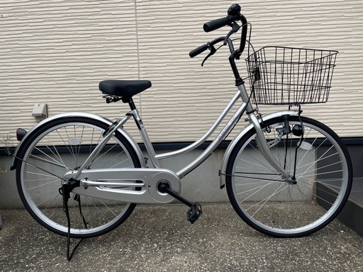 ★値下げ★ 【美品】自転車24型シルバーLEDライト付き