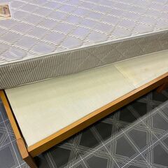 ジ431/ 木製 シングルベッド マットレス付き スプリングマット パイン天然木 の画像