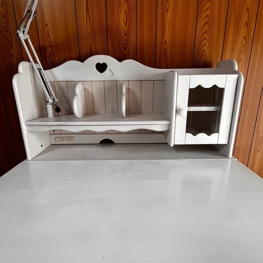 お渡し済】勉強机 最新 ホワイト収納付きデスク LEDライト付き