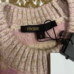 【新品タグ付】maje リブ編みウールジャガードセーター ピンク サイズ2(M)の画像