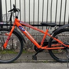 ＜整備済・美品車＞あさひ人気モデル・ドライド・24インチジュニア自転車・シマノ変速6段シフト LEDライト 鍵付き オレンジ・付属スピードウォッチ新品付きの画像