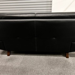 訳アリ/村内家具　ハイバック　レザーソファ　本革　ブラック　2人がけソファの画像