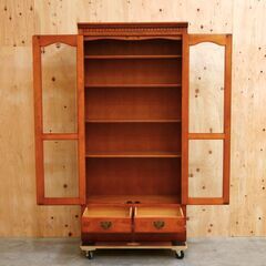 ≪yt2075ジ≫ 横浜クラシック家具 Daniel/ダニエル アンティーク調キャビネット ガラス戸/観音開き/引き出し/書棚/ヴィンテージ家具 71010-02の画像