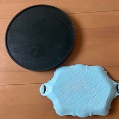 花柄お盆二枚セット　木製の画像