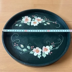 花柄お盆二枚セット　木製の画像