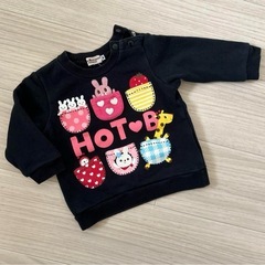 【良品】ミキハウスhotbiscuitsトレーナーブラック黒キッズ園服の画像
