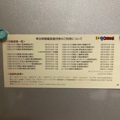 109シネマズ株主映画鑑賞優待券・4枚の画像