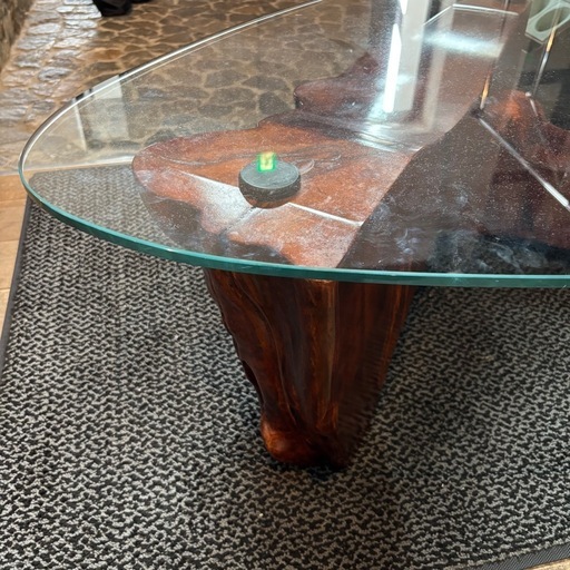 2024 オーダーメイド ガラス天板 天然木 センターテーブル オーダー