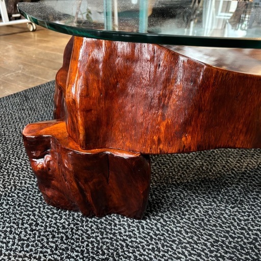 2024 オーダーメイド ガラス天板 天然木 センターテーブル オーダー