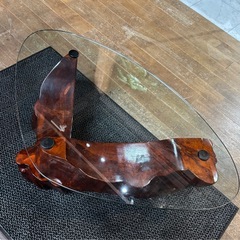 オーダーメイド ガラス天板 天然木 センターテーブル の画像