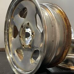 【希少】三菱 デリカ スターワゴン 純正 メッキ 鉄 スチールホイール 15インチ 4本 6J6HPCD139.7+25 旧車ホイール　(MHE221)クレジットカード QRコード決済可能の画像