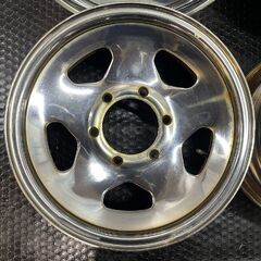 【希少】三菱 デリカ スターワゴン 純正 メッキ 鉄 スチールホイール 15インチ 4本 6J6HPCD139.7+25 旧車ホイール　(MHE221)クレジットカード QRコード決済可能の画像