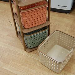 3段 バスケットラック 幅36×奥行40.5×高さ99cm ランドリーラック 収納 衣類 おもちゃ タオル 札幌市 清田区 平岡の画像