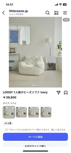 LOOSY 1人掛けビーズソファ Ivory   1人がけソファ