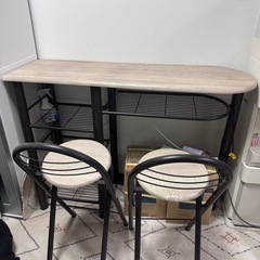 カウンターテーブル セット 高さ90cm いす付き折りたたみ の画像