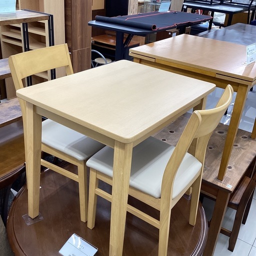 ニトリ ダイニング3点セット ライトブラウン×ホワイト