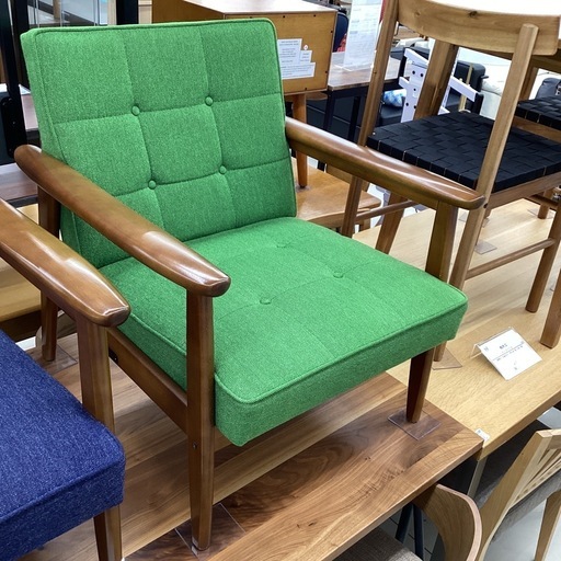 カリモク60 1人掛けソファー 黄緑