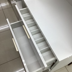 レンジボード 2枚扉 3段引き出し ホワイトの画像