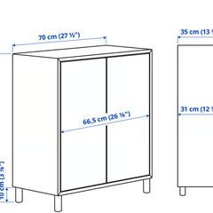 EKET エーケト キャビネットコンビネーション 脚付き, ホワイト/木製, 70x35x80 cmの画像