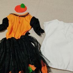 【ハロウィン】【仮装】カボチャワンピース おばけベストの画像