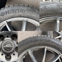 18インチ　7J+48 PCD114.3 A-TECH シュナイダー　おまけタイヤ225/50ZR18 ハンコック　ベンタスエボ2 クラウン　C-HR カローラクロス　エスティマ　等の画像