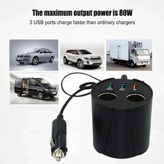 【新品】自動車充電アダプター MODEL MR-01 ブラック4個セット 最大電力80W 3ポート Cup Type Intelligent Car Charger 複数保護 急速充電の画像