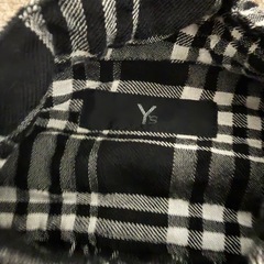 Ys ブラック チェック　長袖シャツ ウール　レーヨン　スタンドカラー　ゆるダボの画像