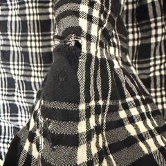 Ys ブラック チェック　長袖シャツ ウール　レーヨン　スタンドカラー　ゆるダボの画像