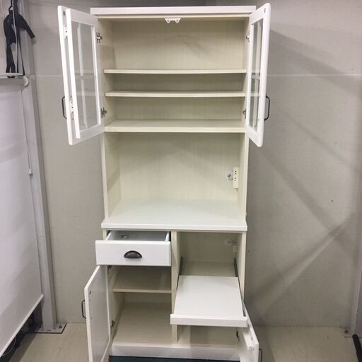 値引き 25120 2枚扉キッチンボード カントリー風 幅80cm 食器棚 カップ 