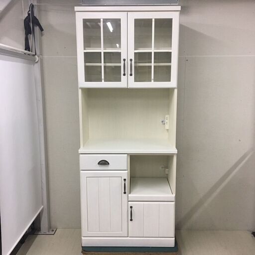 値引き 25120 2枚扉キッチンボード カントリー風 幅80cm 食器棚 カップ 