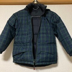 美品　ships リバーシブルダウン　黒✖️グリーンチェック　120サイズの画像