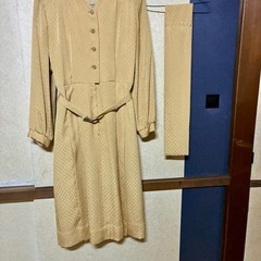 【イエロー】昭和レトロワンピースセット　【花柄レース】の画像