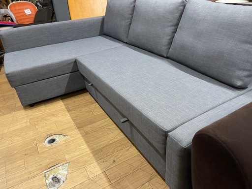 IKEA　L字ソファー 座面下収納あり ベッドに変形可 グレー 中古