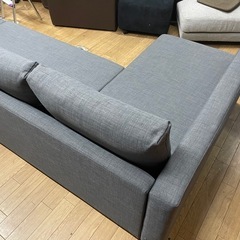 L字ソファー 座面下収納あり ベッドに変形可 グレー 中古の画像