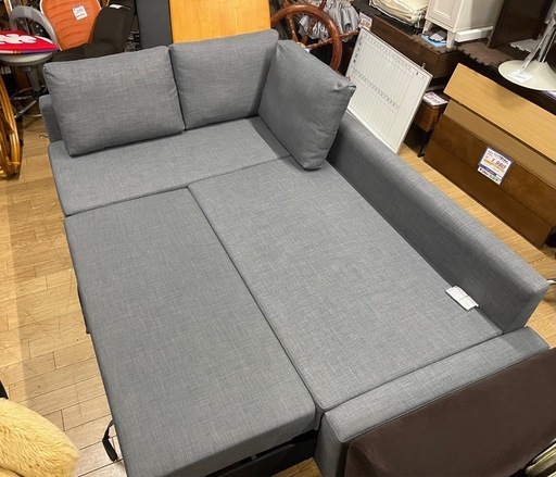 IKEA　L字ソファー 座面下収納あり ベッドに変形可 グレー 中古