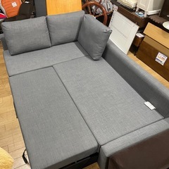 L字ソファー 座面下収納あり ベッドに変形可 グレー 中古の画像