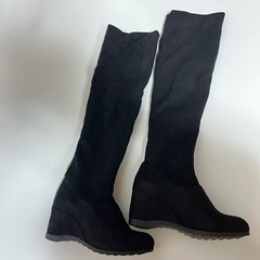 (美品)黒　ウェッジヒール　ニーハイブーツの画像