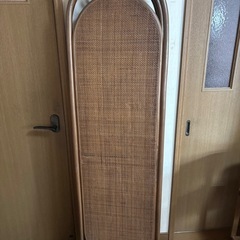 ラタン 木製パーテーション 3連 昭和レトロ ブラインド 籐の画像