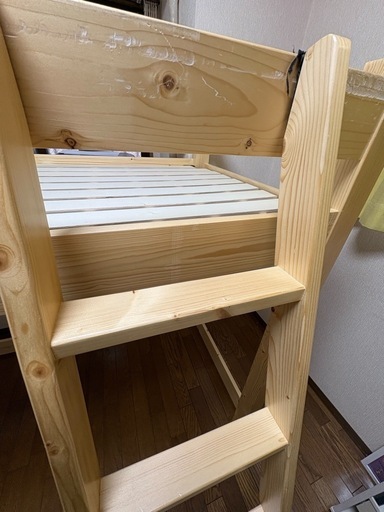 ロフトベッド　木製　ナチュラル［引き取り限定］
