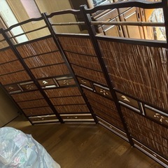 透かし彫り 簾屏風 パーテーション 衝立 間仕切り 昭和レトロ の画像